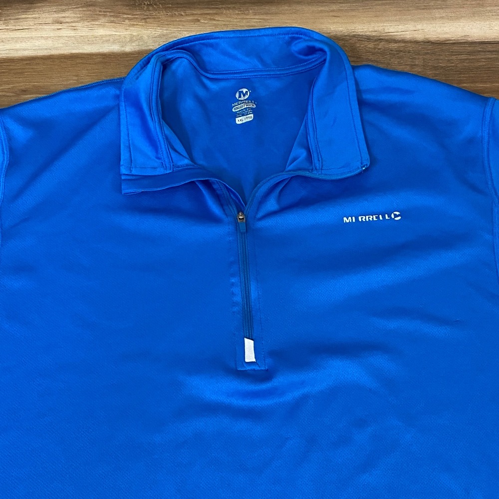 Merrell 1/4 Zip Shirt Mens XXL Blue Select Wick Long Sleeve Running Pullover
